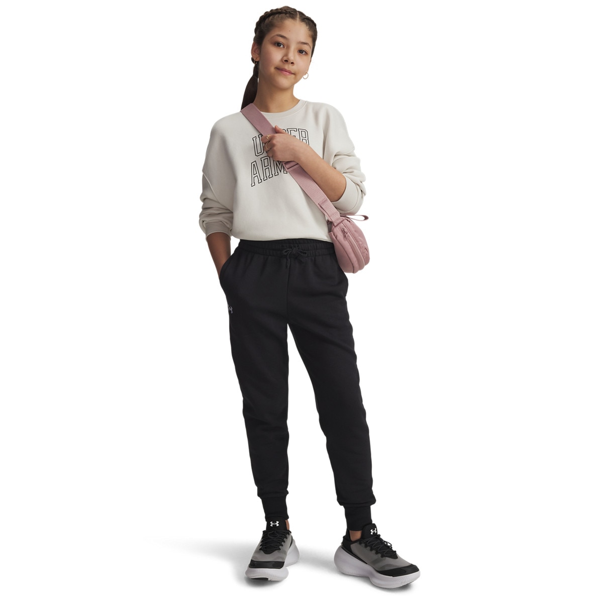 Dziewczęce spodnie dresowe Under Armour UA Rival Fleece Joggers - czarne