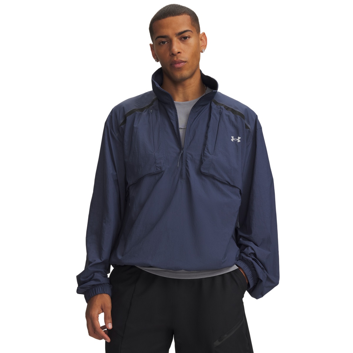 Męska bluza casual bez kaptura Under Armour UA Unsopabble WVN HZ Solid - denim