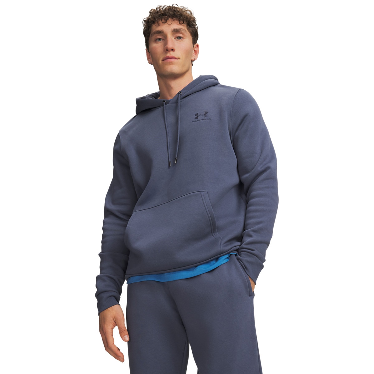 Męska bluza dresowa nierozpinana z kapturem Under Armour UA Icon Fleece Hoodie - denim