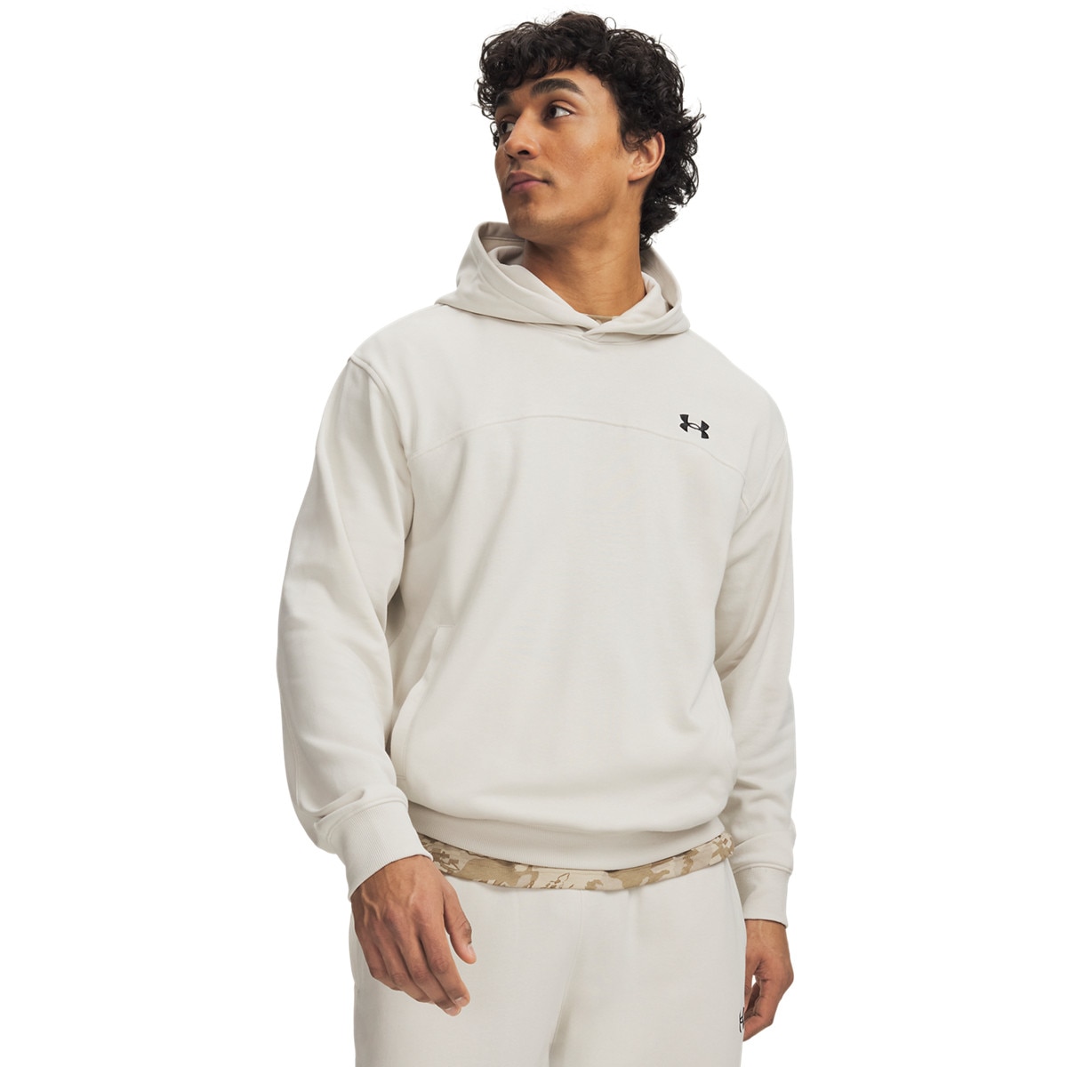 Męska bluza dresowa nierozpinana z kapturem Under Armour UA Rival Lightweight - kremowa