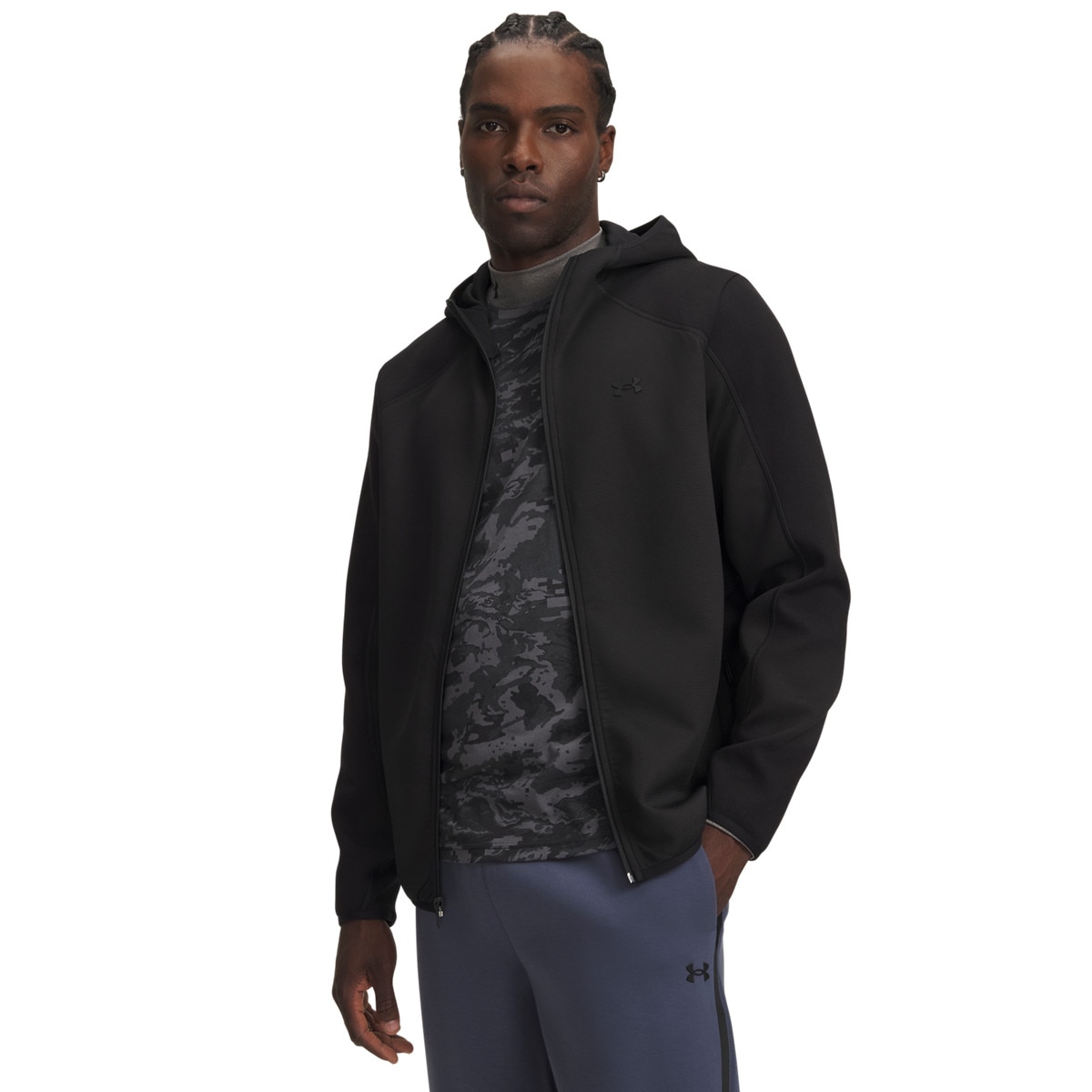 Męska bluza dresowa rozpinana Under Armour UA Unstoppable Flc Txtrd FZ - czarna