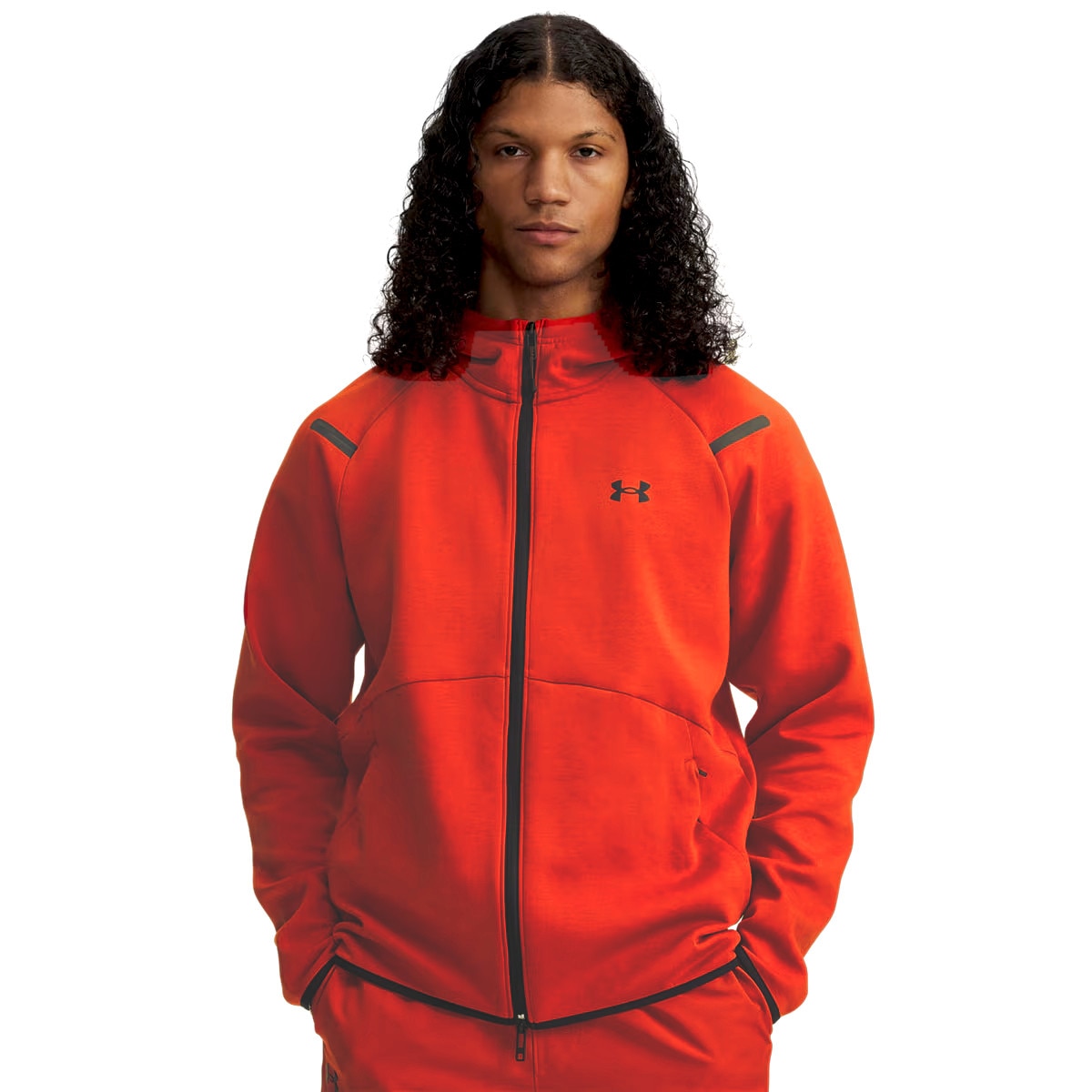 Męska bluza dresowa rozpinana z kapturem Under Armour UA Unstoppable Flc Fz Hd Eu - pomarańczowa