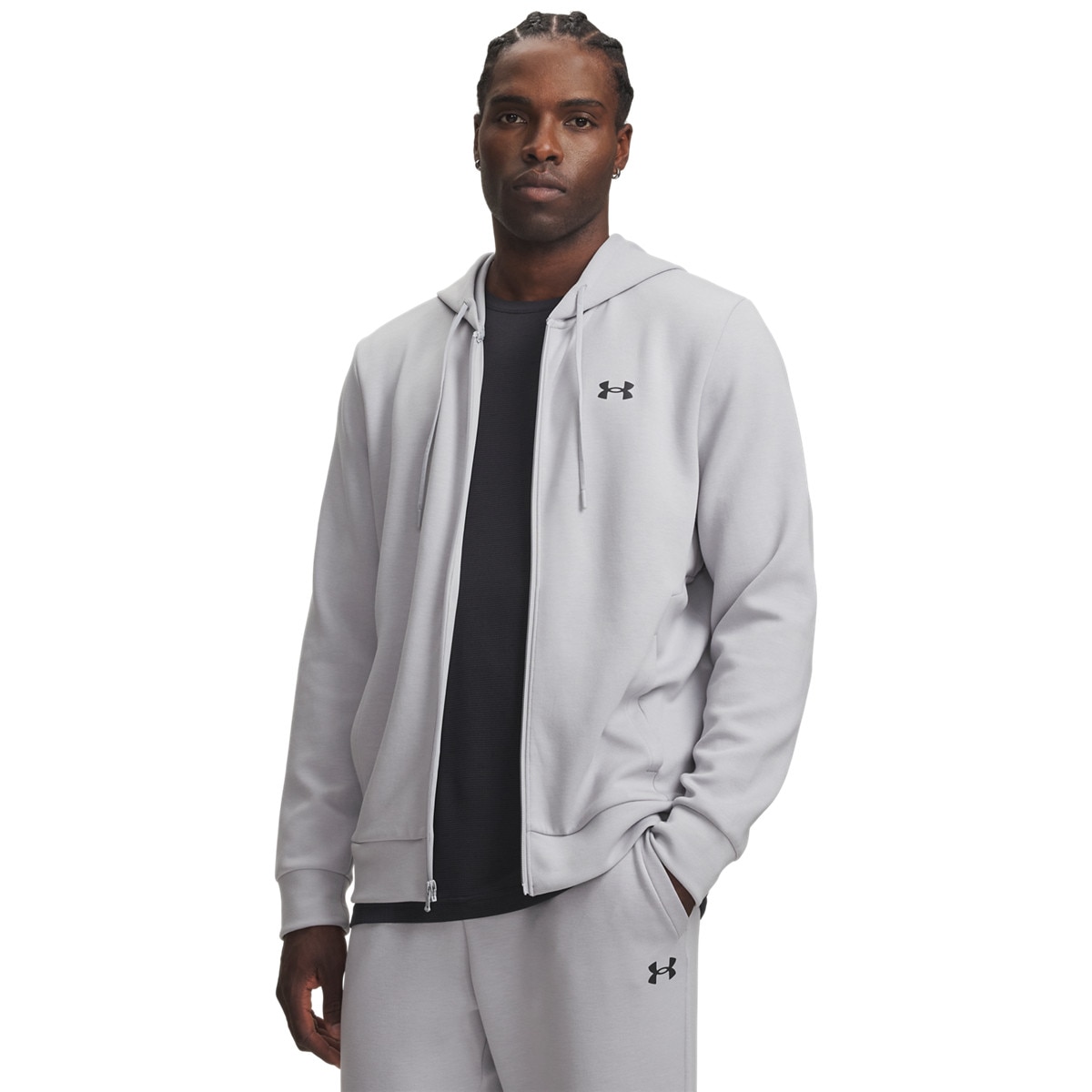 Męska bluza treningowa rozpinana z kapturem Under Armour Flex Fleece Full Zip - szara