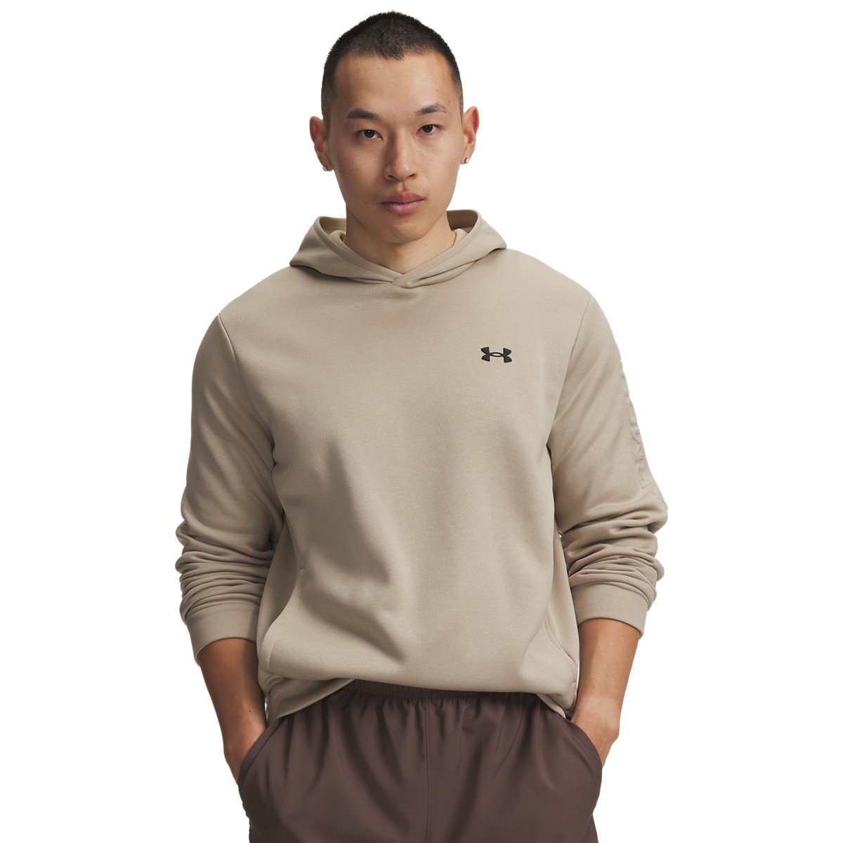 Męska bluza treningowa Under Armour AF WM Emboss Hoodie - beżowa