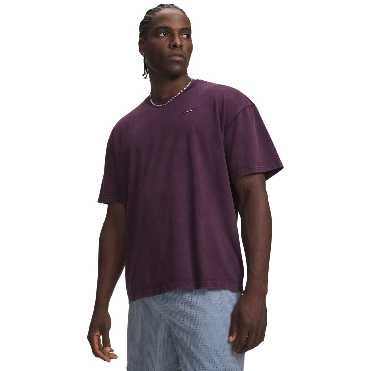Męski t-shirt oversize Under Armour UA M HWT OS WASH SS - fioletowy