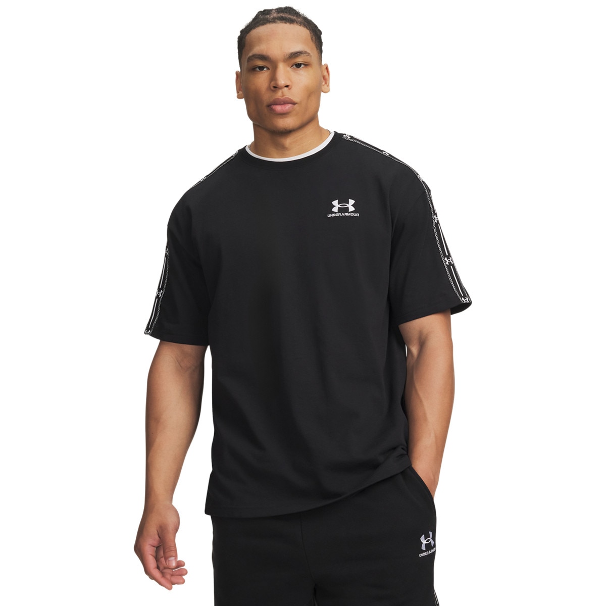 Męska koszulka oversize z krótkim rękawem Under Armour UA Icon HWT Tee Taped - czarna