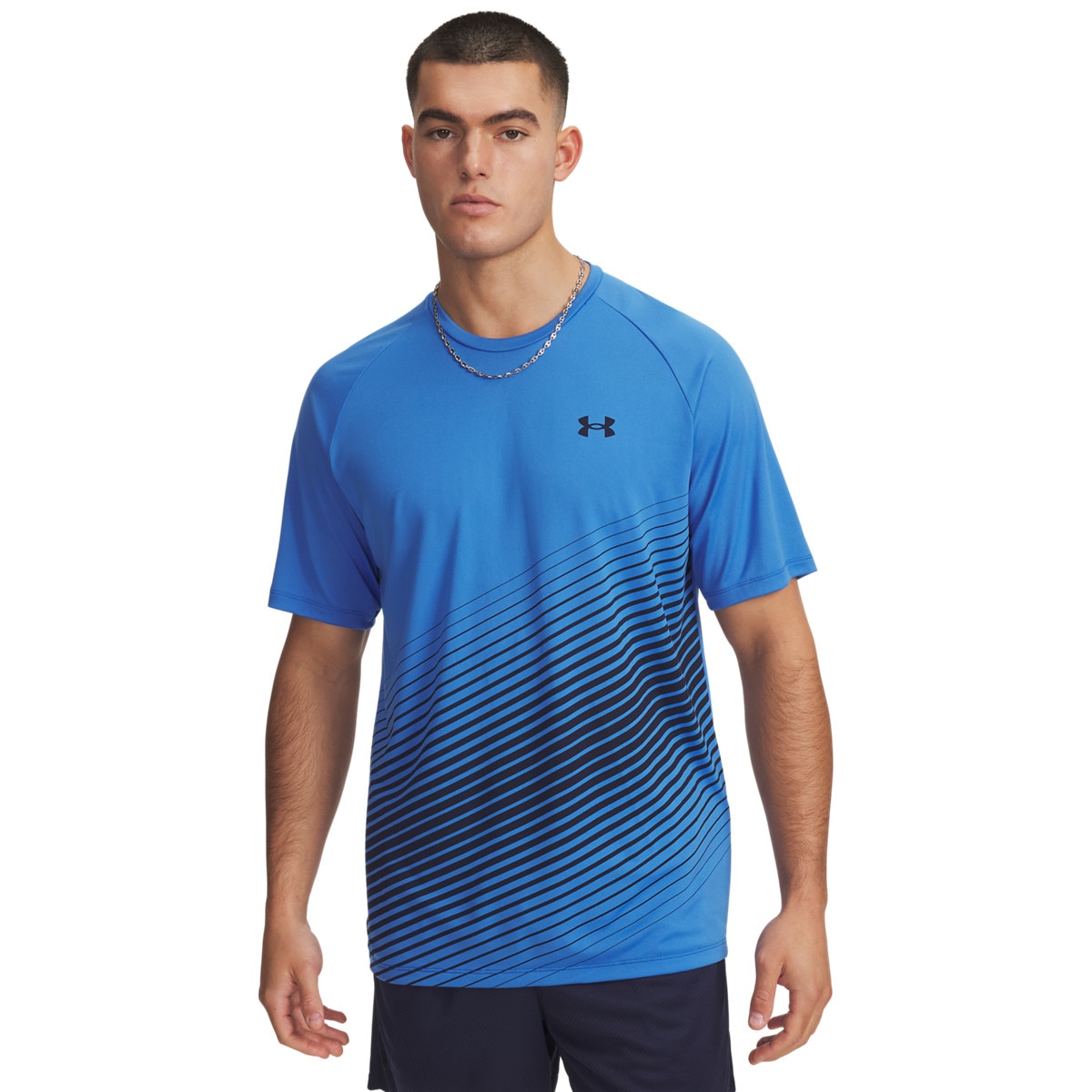 Męska koszulka treningowa Under Armour UA Tech Fade SS - niebieska