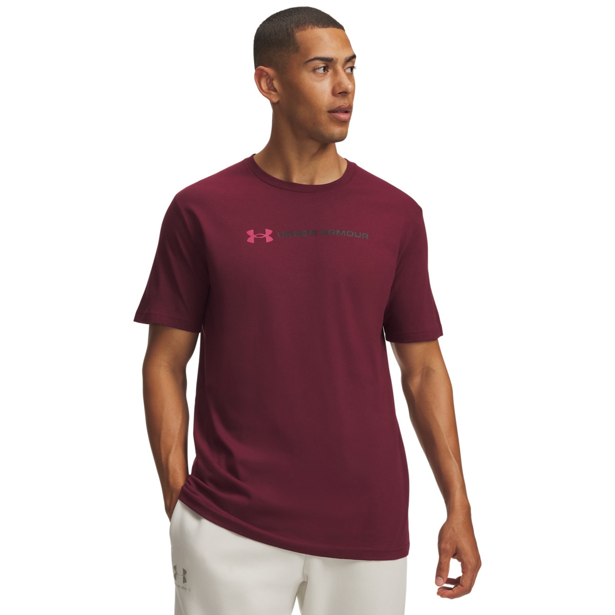 Męska koszulka z krótkim rękawem Under Armour UA M LOGO WM SS - burgundowa