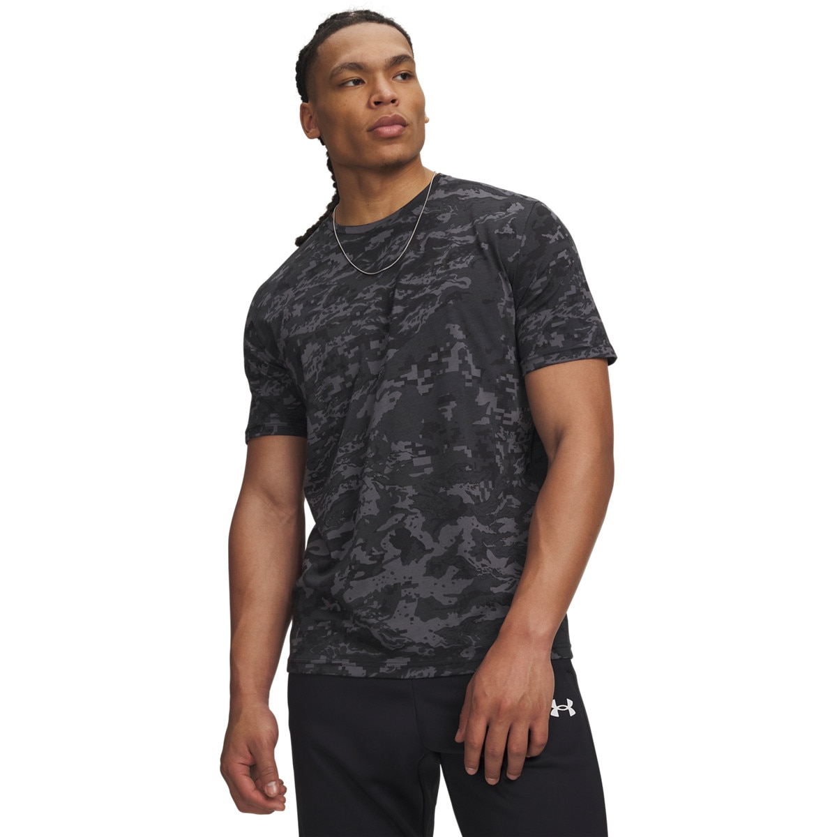 Męski t-shirt z nadrukiem moro Under Armour UA ABC Camo SS - szary