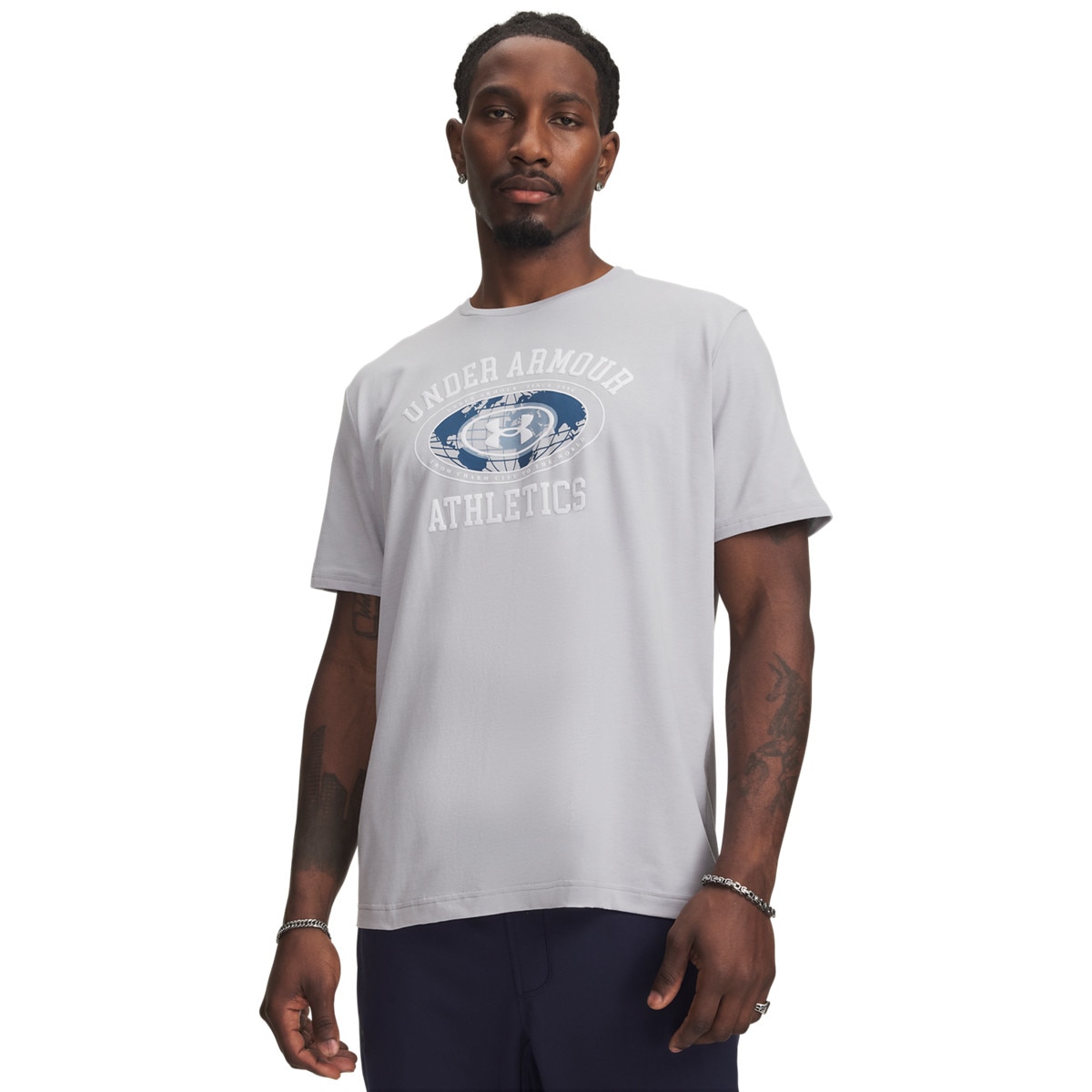 Męski t-shirt z nadrukiem Under Armour UA Armor Globe SS - szary