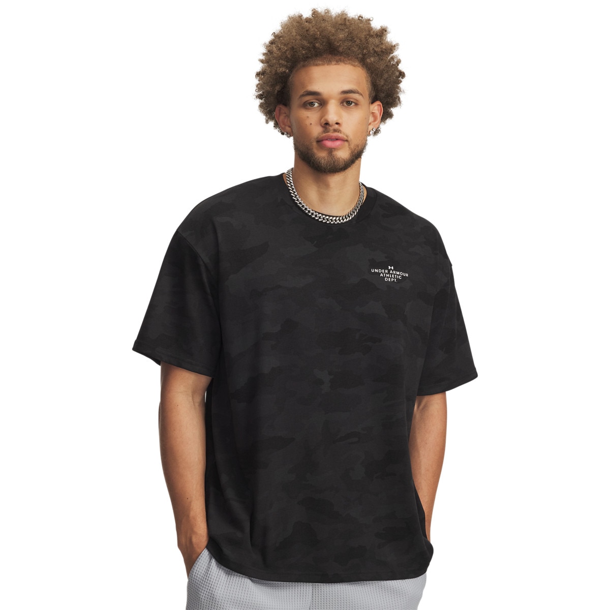 Męski t-shirt z nadrukiem Under Armour UA Athletic Department Printed Heavyweight - czarny