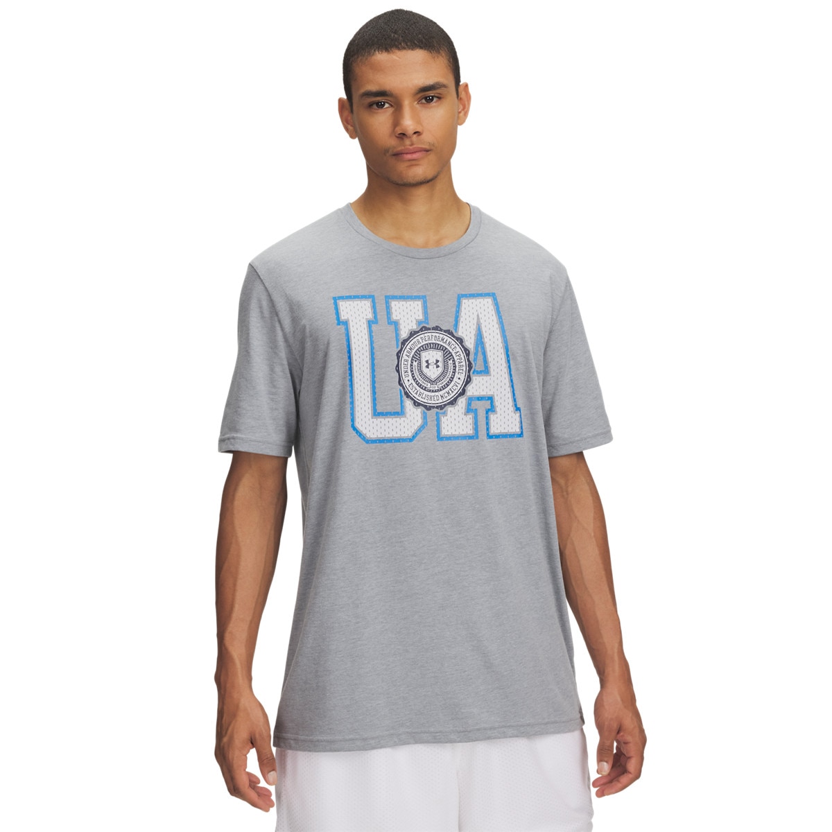 Męski t-shirt z nadrukiem Under Armour UA College Crest Logo - szary