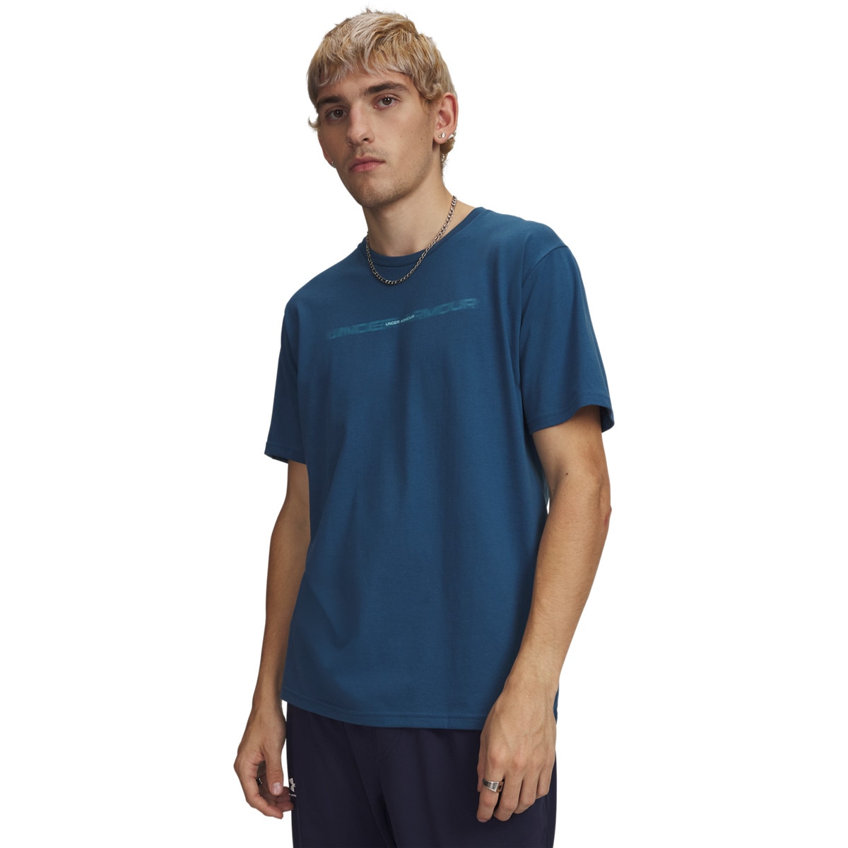 Męski t-shirt z nadrukiem Under Armour UA M BLUR WM SS - niebieski