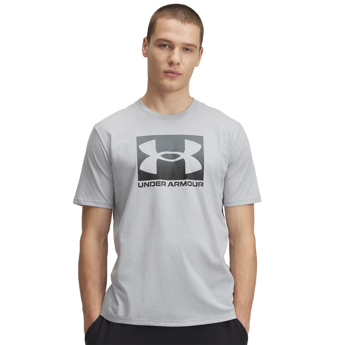 Męski t-shirt z nadrukiem Under Armour UA M Boxed Sports Updated Ss - szary
