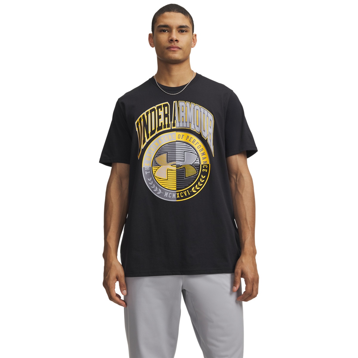 Męski t-shirt z nadrukiem Under Armour UA Varsity Crest - czarny