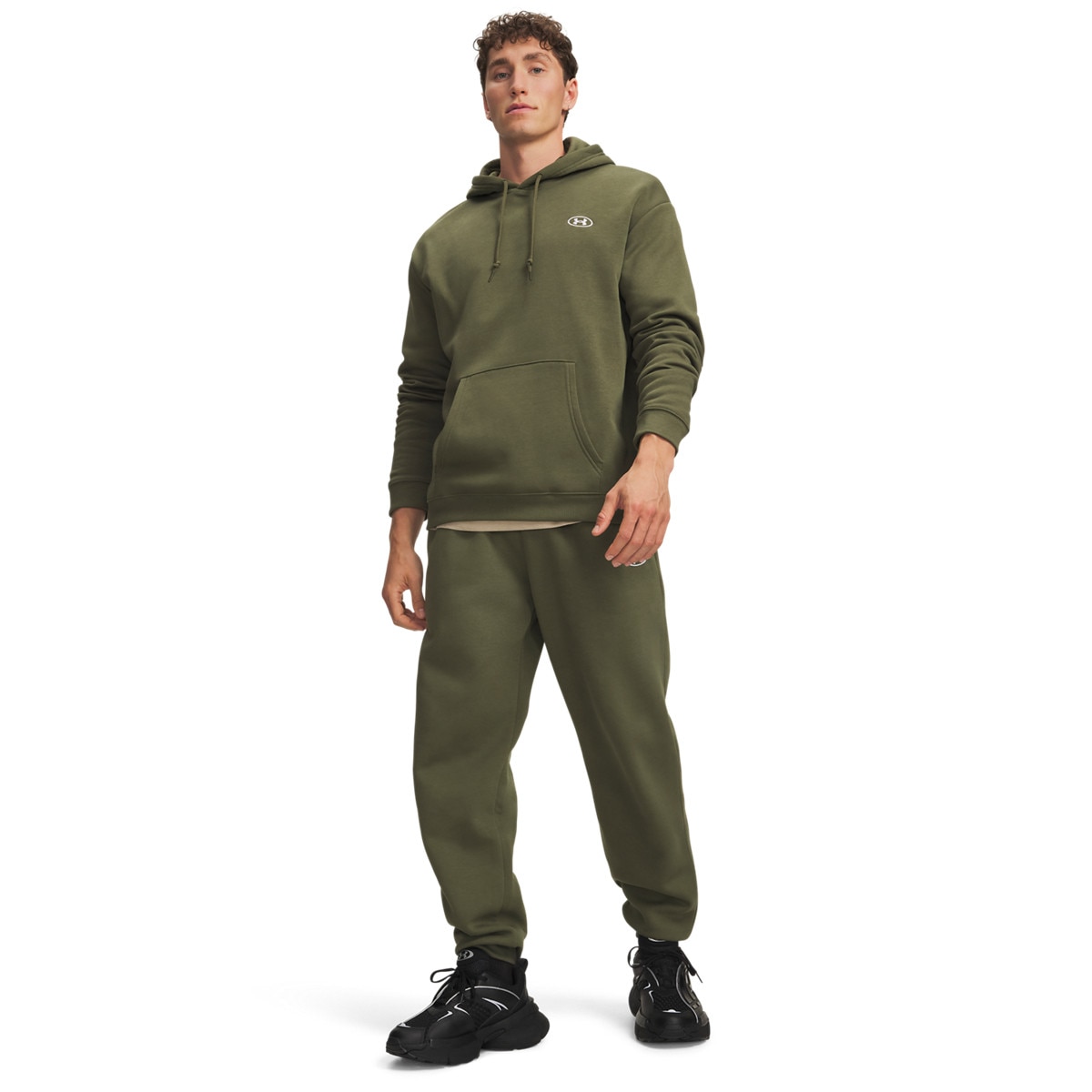 Męskie spodnie dresowe joggery Under Armour UA Rival Fleece - khaki