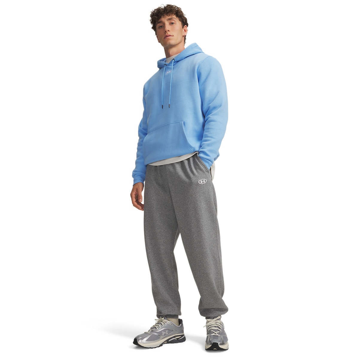 Męskie spodnie dresowe joggery Under Armour UA Rival Fleece - szare