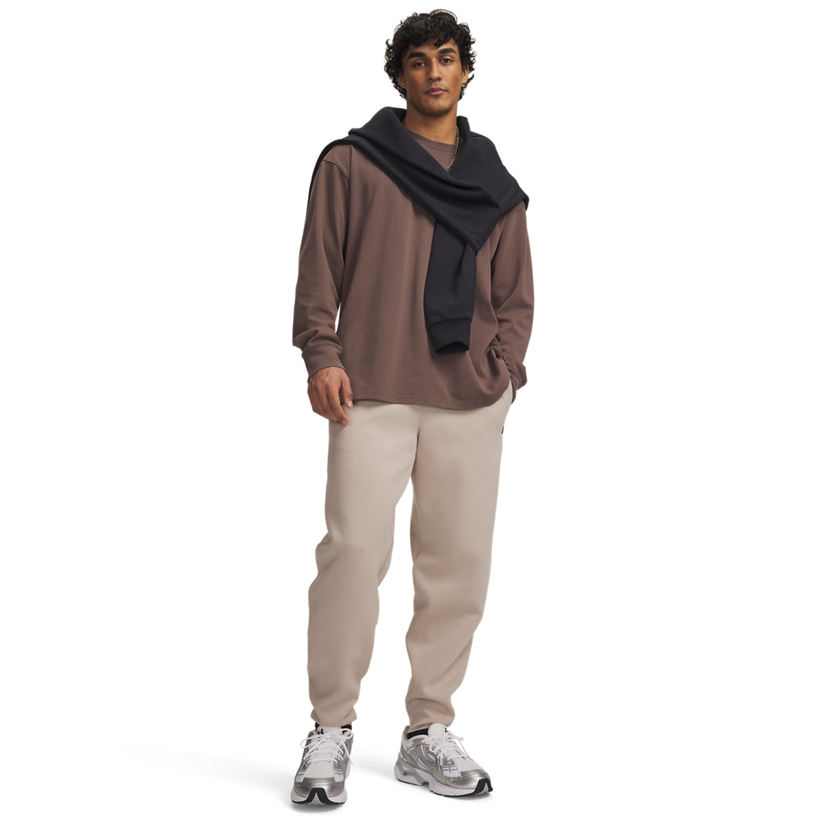 Męskie spodnie dresowe joggery Under Armour UA Unstoppable Flc Joggers - beżowe