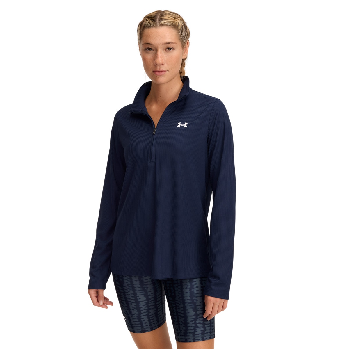 Damski longsleeve treningowy Under Armour Tech Rib 1/2 Zip - granatowy