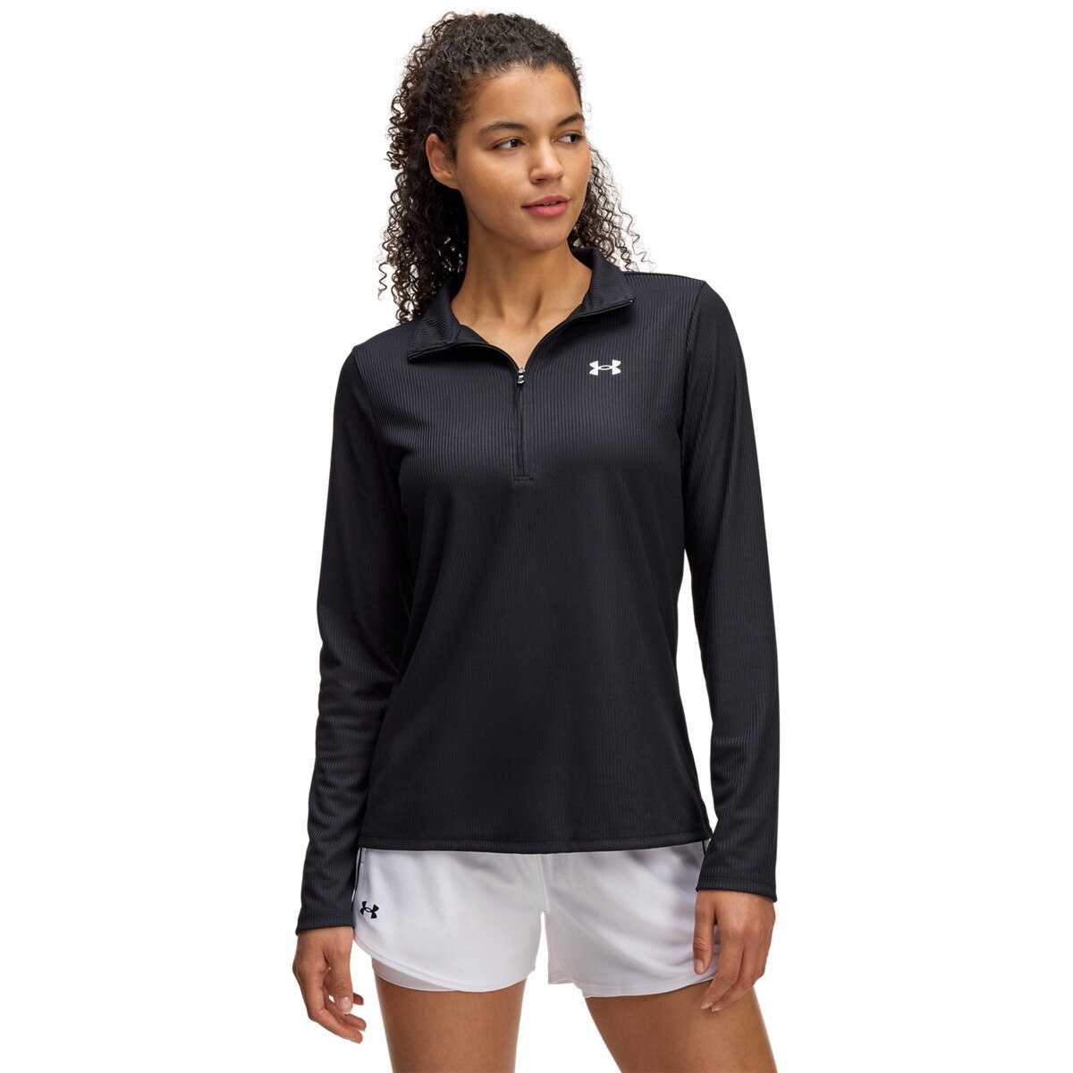 Damski longsleeve treningowy Under Armour Tech Rib 1/2 Zip - czarny