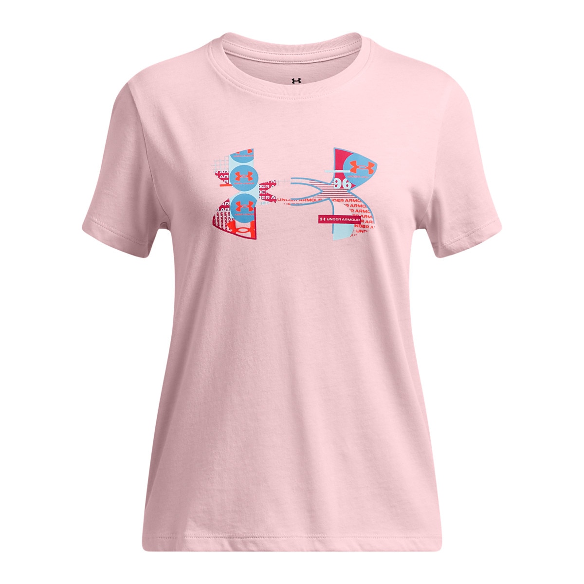 Dziewczęcy t-shirt z nadrukiem Under Armour UA Big Logo UA Fill SS - różowy