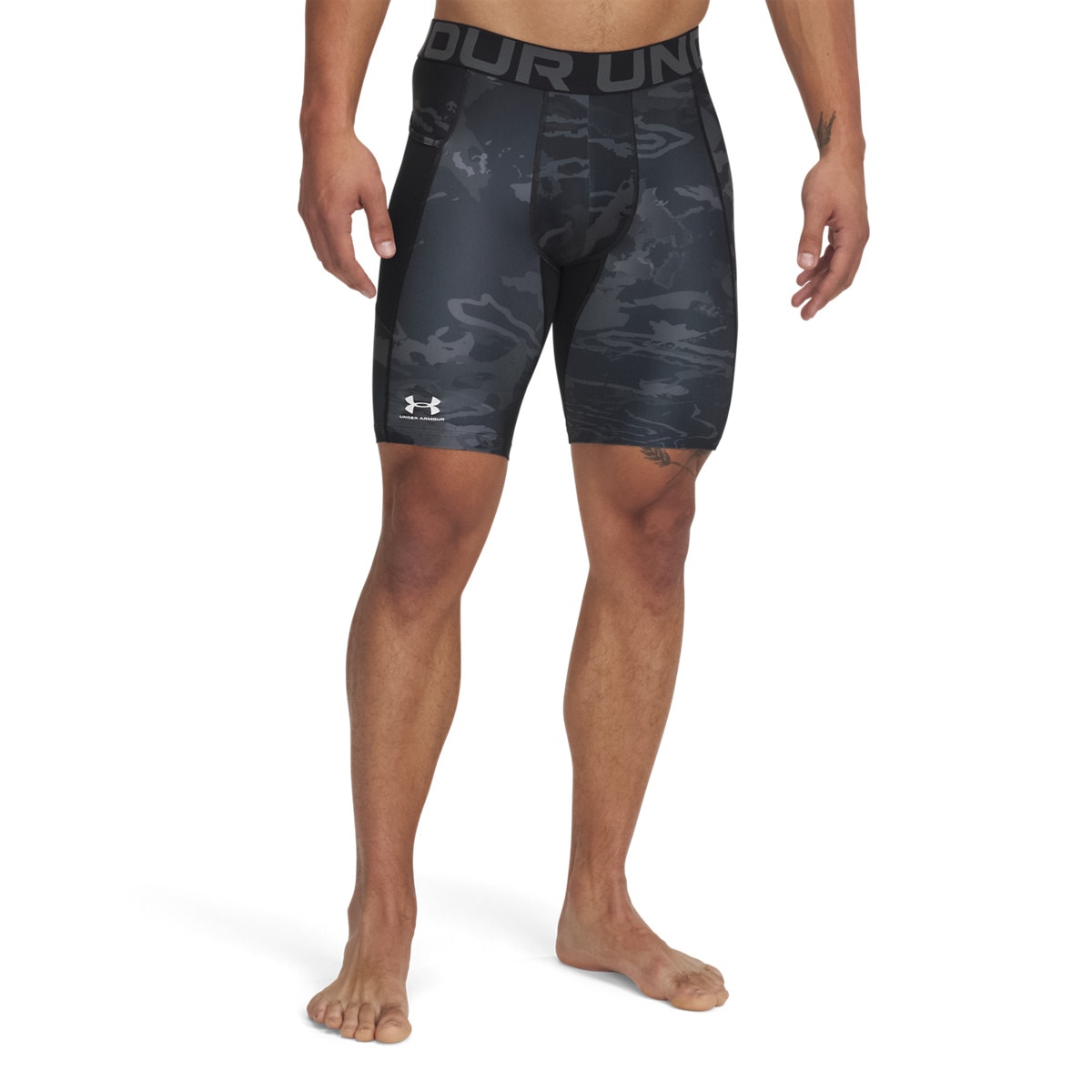 Męskie legginsy krótkie treningowe Under Armour UA HG Armour Printed Lg Sts - czarne