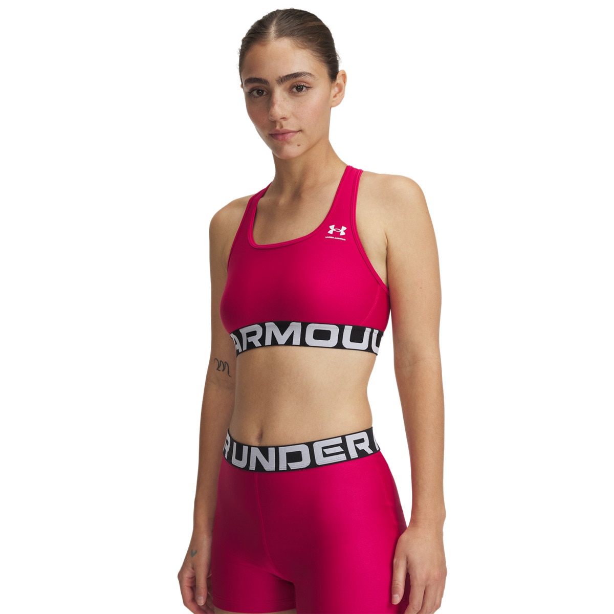 Biustonosz treningowy Under Armour UA Hg Authentics Mid Branded - różowy