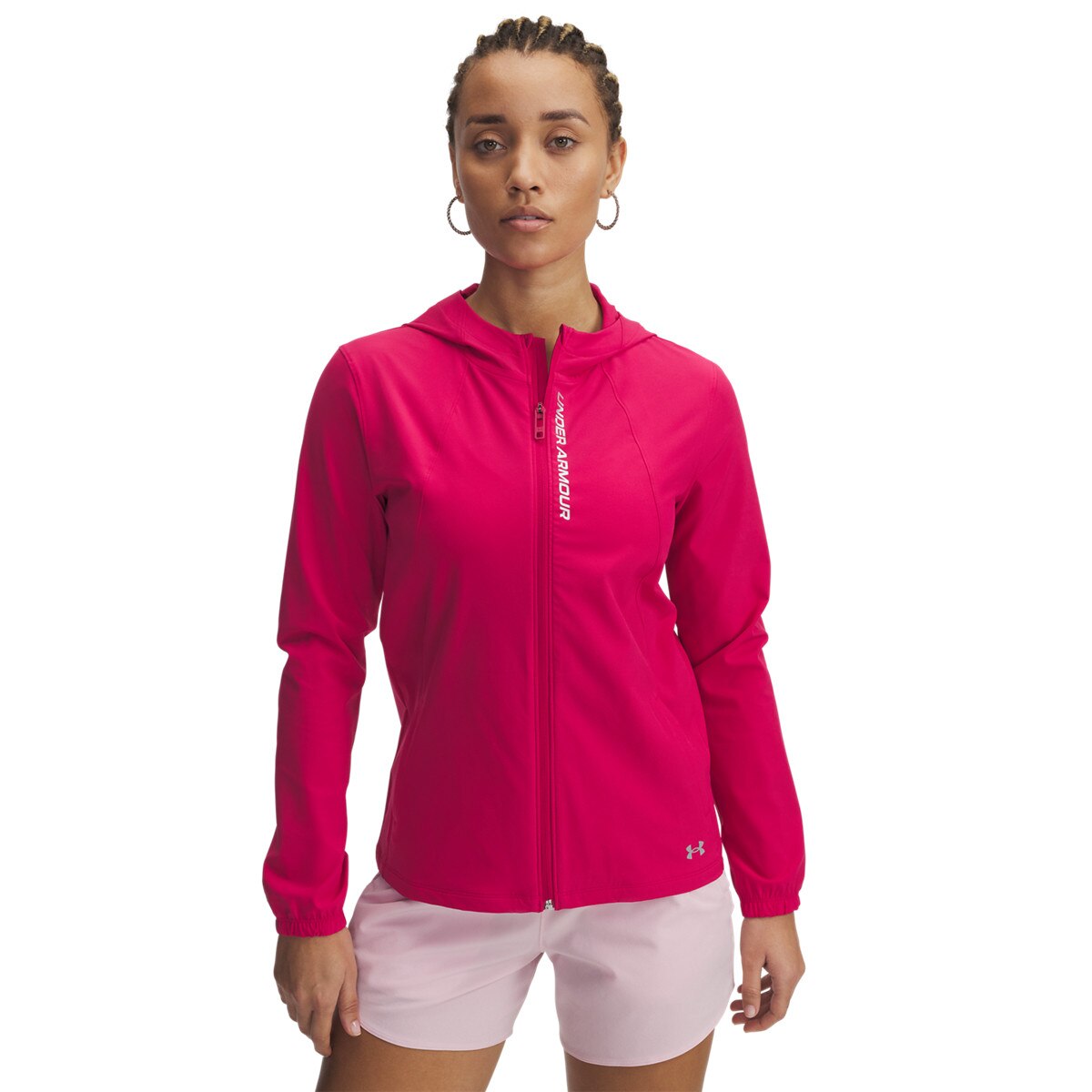 Damska kurtka do biegania Under Armour UA OutRun the Storm Jacket - różowa