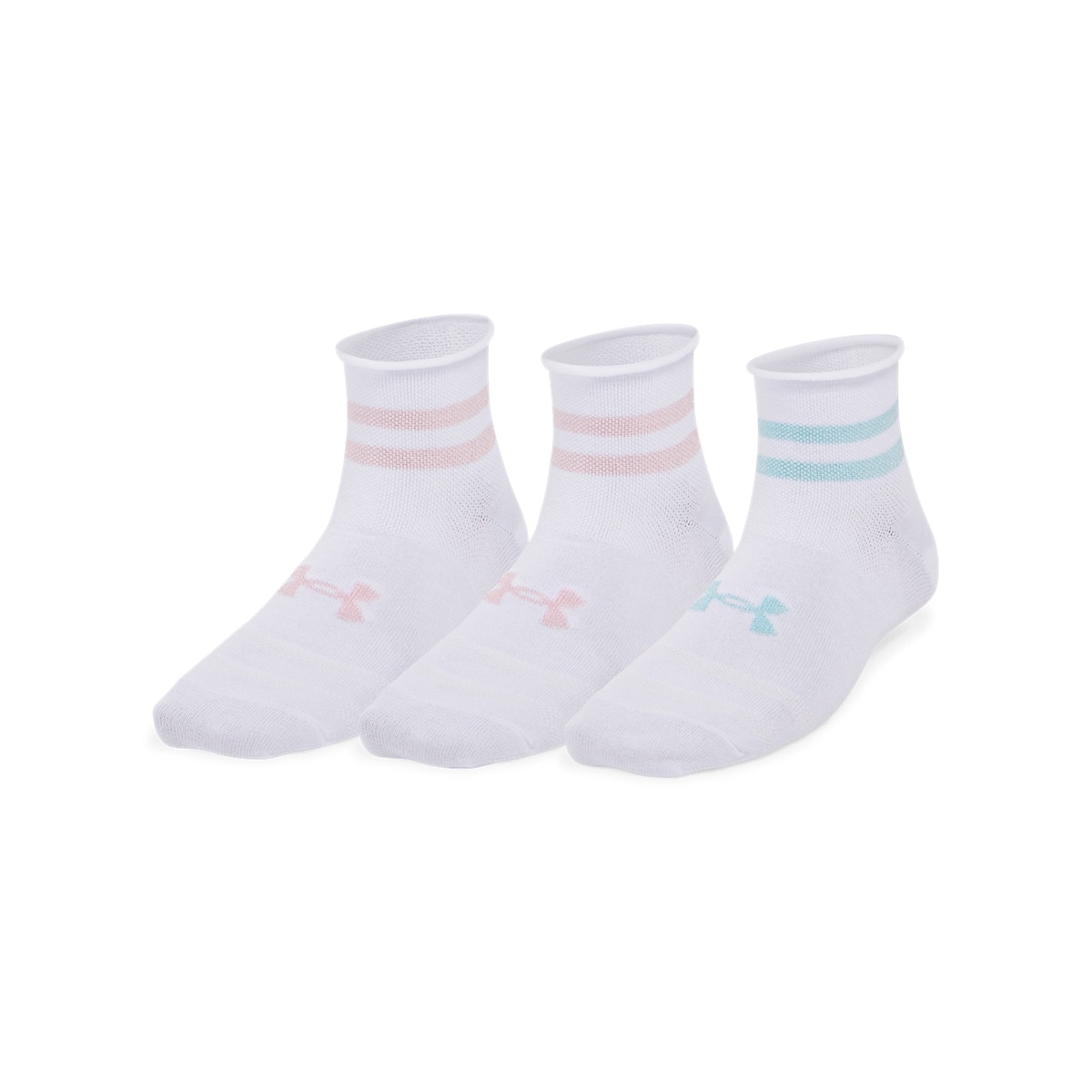Damskie skarpetki treningowe Under Armour W UA Essential 3-Pack Quarter Socks - białe