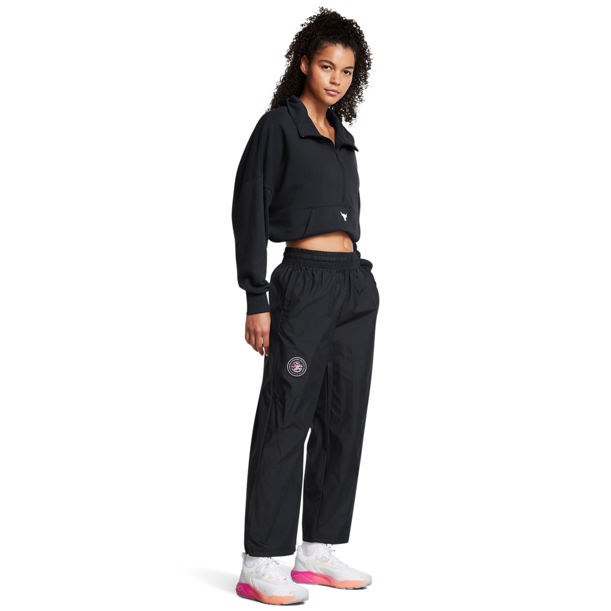 Damskie spodnie treningowe Under Armour Project Rock W Wvn Pant Boh - czarne