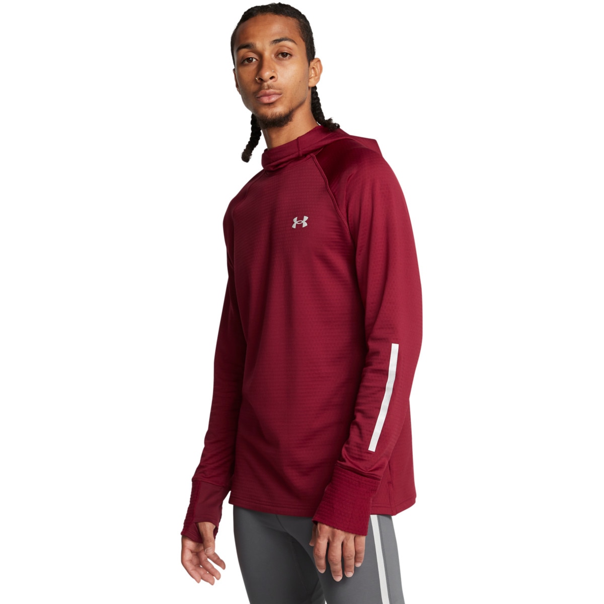 Męski longsleeve do biegania Under Armour UA Launch Elite Cw Balaclava Hoody - czerwony