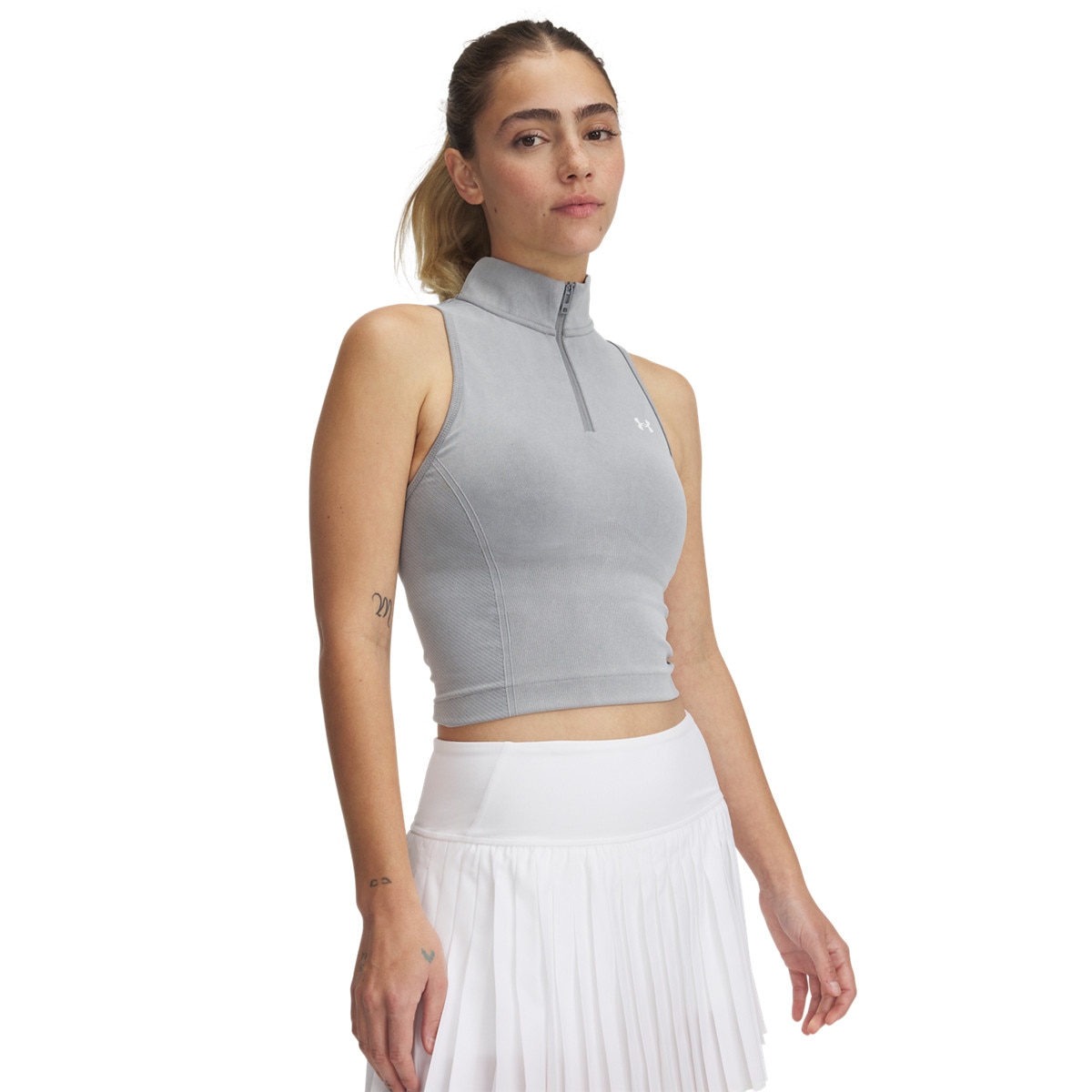 Damski top treningowy Under Armour Vanish Seamless Washed SL Zp - szary