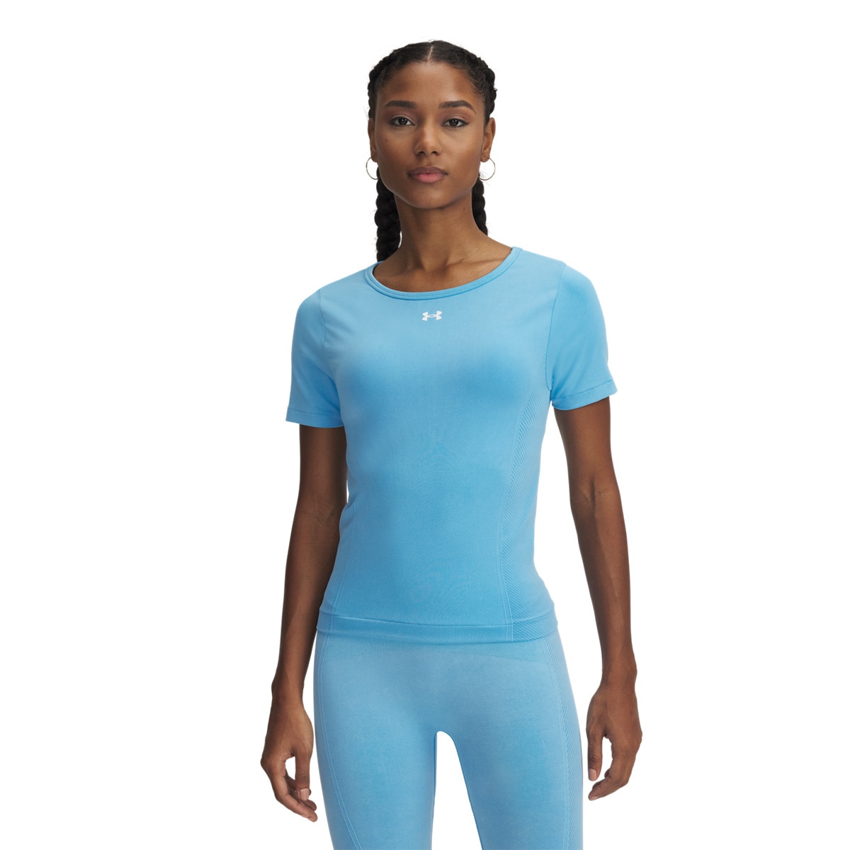 Damska koszulka treningowa Under Armour Vanish Seamless Washed SS - niebieska
