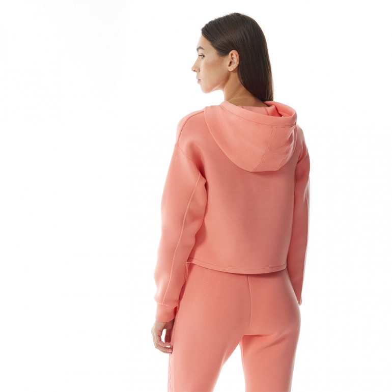 Damska bluza dresowa nierozpinana z kapturem Guess New Alisa Hooded - koral