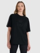  4F Damski tshirt oversize z nadrukiem 4F 4FRSS25TTSHF2791  czarny Czarny