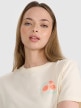 mini: Damski t-shirt oversize z nadrukiem 4F 4FRSS25TTSHF3160 - beżowy (3)