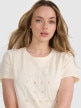 mini: Damski t-shirt z nadrukiem 4F 4FRSS25TTSHF3162 - beżowy (3)