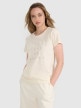  4F Damski tshirt z nadrukiem 4F 4FRSS25TTSHF3162  beżowy Beżowy