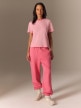 mini: Damski t-shirt w paski 4F 4FRSS26TTSHF3702 - różowy (5)