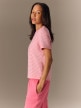 mini: Damski t-shirt w paski 4F 4FRSS26TTSHF3702 - różowy (3)
