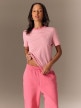 mini: Damski t-shirt w paski 4F 4FRSS26TTSHF3702 - różowy (1)