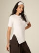 mini: Damski t-shirt bez nadruku 4F 4FRSS26TTSHF3846 - biały (3)