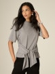 mini: Damski t-shirt z wiązaniem 4F 4FRSS26TTSHF3847 -szary (1)