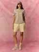 mini: Damski t-shirt z nadrukiem 4F 4FRSS26TTSHF3848 - beżowy (5)