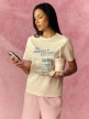 mini: Damski t-shirt z nadrukiem 4F 4FRSS26TTSHF3853 - kremowy (1)