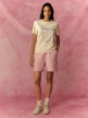mini: Damski t-shirt z nadrukiem 4F 4FRSS26TTSHF3853 - kremowy (5)