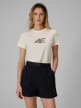 mini: Damski t-shirt z nadrukiem 4F 4FRSS26TTSHF4422 - kremowy (1)