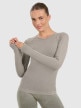 mini: Damski longsleeve do jogi i pilatesu 4F 4FWAW25TFLOF429 - szary (1)