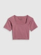 mini: Damski crop top treningowy 4F 4FWSS26TFTSF1812 - różowy (7)