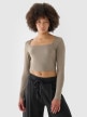  4F Damski longsleeve crop top 4F 4FRSS24TLONF499  brązowy Brązowy